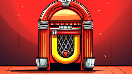 A vector illustration of a retro jukebox.