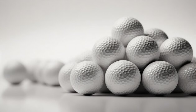 golf balls pile with copy space isolated on white background