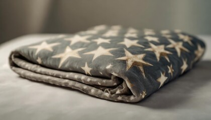 muslin blanket with star pattern on white background - obrazy, fototapety, plakaty