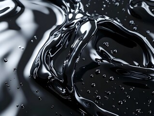 Glistening Black Liquid with Water Droplets Ai generated
