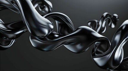 Sleek Black Abstract Liquid Waves Background Ai generated
