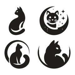 Cat vector silhouette set. Cats collection - vector silhouette. Cats, Isolated On a White Background