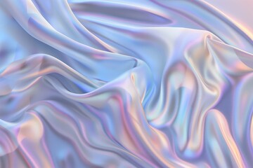 Soft satin waves in a tranquil holographic dreamscape - obrazy, fototapety, plakaty