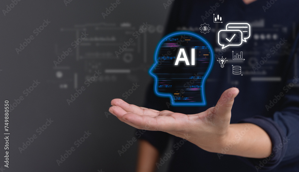 Wall mural ai artificial intelligence technology online customer service..digtal robot information analysis sto