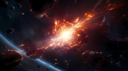 Fototapeta na wymiar Supernova explosion, space background