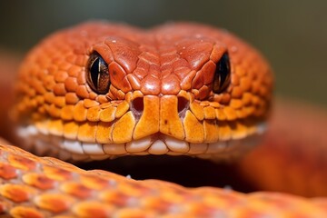 Fototapeta premium Colorful snake python cobra viper forest hiding waiting for prey rainforest jungle untouched nature predator venomous venom dangerous wildlife poisonous animal skin tail creepy african exotic species
