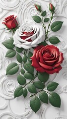 illustration of rose, pattern with roses
