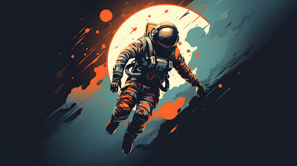 A vector illustration of a space explorer in a spacesuit.