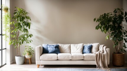 Sleek living room with stylish greenery 
