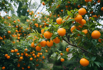 Oranges sur un oranger - obrazy, fototapety, plakaty