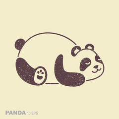 Cute panda. Simple flat icon in retro style