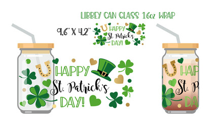 Printable Full wrap for libby class can. A pattern with St Patricks day symbols