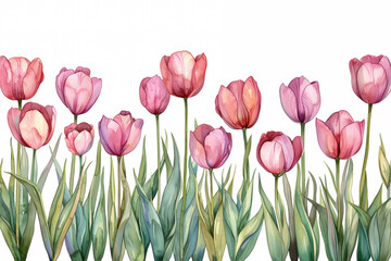 tulips on white