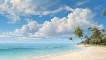 Fototapeta na wymiar photo beautiful tropical beach sea ocean with white cloud blue sky and