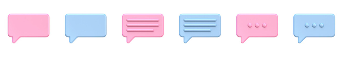 Collection of rectangular speech bubbles 3D