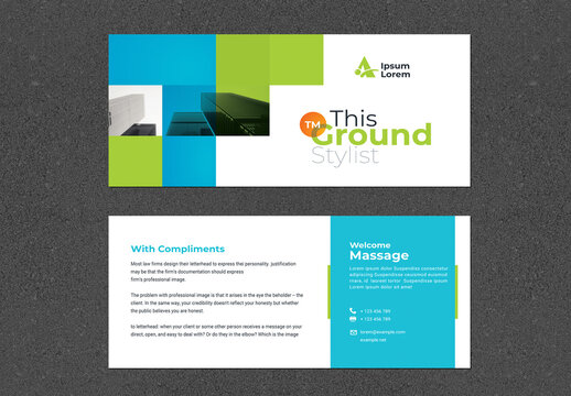 Boxs Style Compliment Card Blue And Green Accent