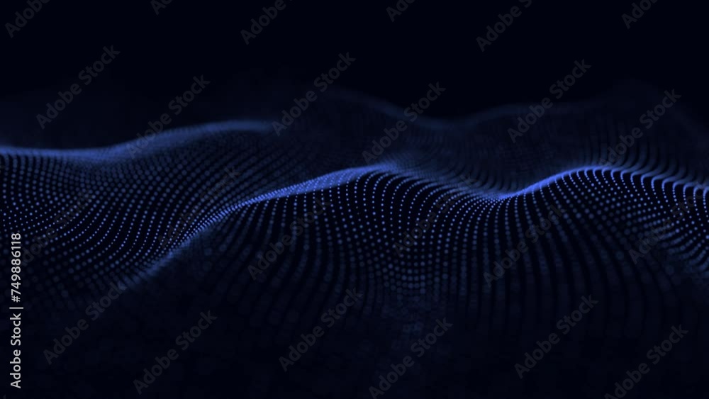 Aufkleber dynamic blue wave of particles. abstract futuristic background. big data visualization. 3d rendering