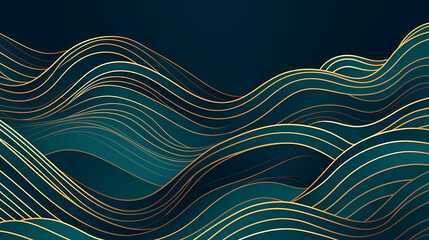 Vector art deco wavy luxury pattern, wavy lines japanese style background