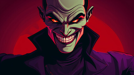 A vector illustration of a supervillain with an evil grin.