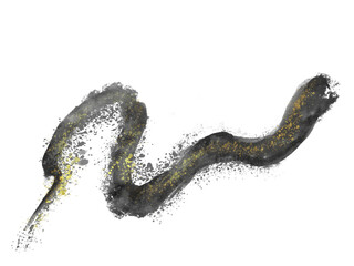 蛇の和風墨絵イラスト