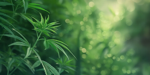 Close Up Cannabis trees thrive, perfect light for ads