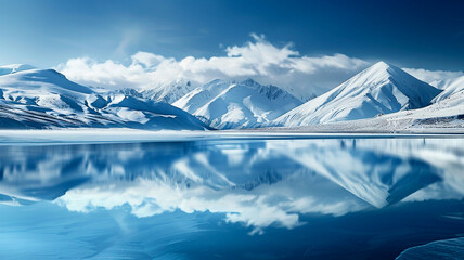 Fototapeta na wymiar Picturesque winter landscape snow-capped mountains.