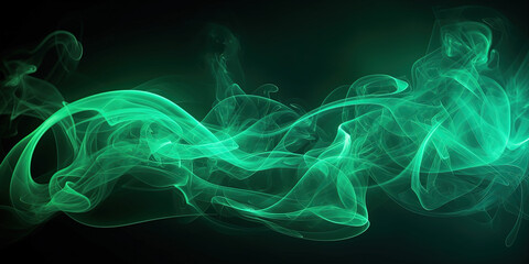 Vivid Green Smoke Fog on Black Canvas