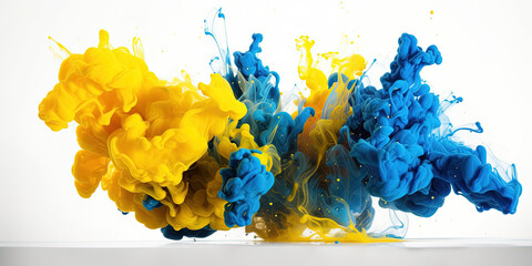 Splashes of blue and yellow paint. Ukraine