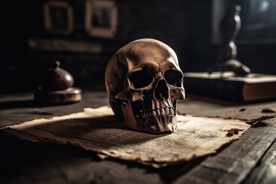 human skull in a mysterious place