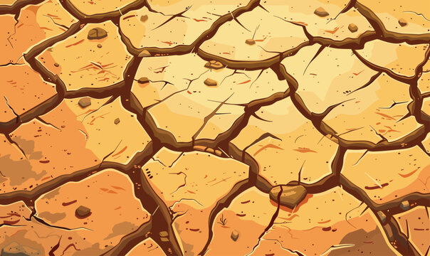 Natural Disasters. The ground is cracked by the drought, vector illustration