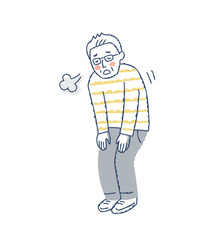 疲れてため息をついているシニア男性