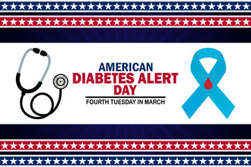 American Diabetes Alert Day. Holiday concept. Template for background, banner, card, poster with text inscription - obrazy, fototapety, plakaty