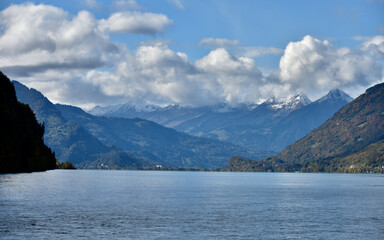 Mountain View with Clouds on Lake Brienz, Switzerland