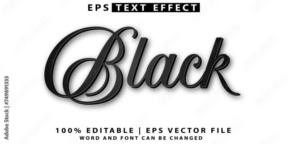 Fototapete black text effect editable style text effect