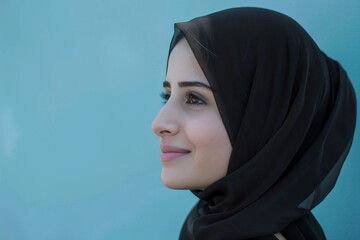 a woman wearing a black scarf and a black head scarf
