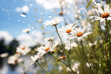 Summertime, summer. Flowers field background.