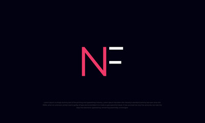 monogram logo initial letters NF in pink red color and black background