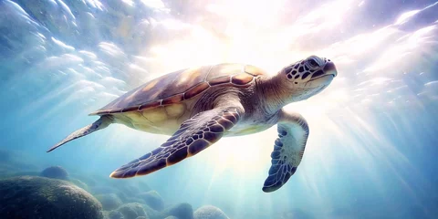 Foto auf Alu-Dibond Turtle Haven: Exploring the Enchanting World of Marine Turtles  © Mr. Washington