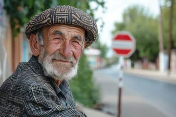 Fototapeta premium a man with a hat and a plaid jacket