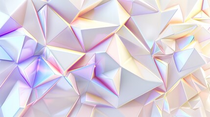 A landscape of holographic geometry unfolds in a myriad of pastel hues and sharp angles.