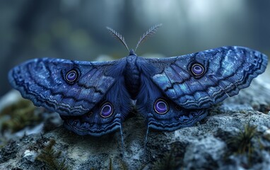 Regal Blue Moth Featuring Eye Like Markings