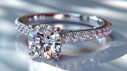 Diamond ring elegantly set in a band adorned with sparkling diamonds.