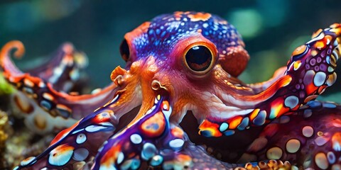 An octupus in the open sea, giant pacific octopus. Latin name - (Octopus dofleini)