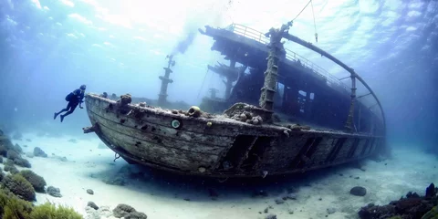 Foto op Plexiglas  Exploring Sunken Wonders: A Dive into Maritime History  © Mr. Washington