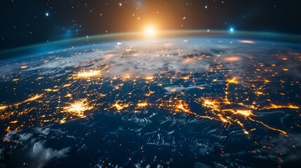 Business without borders, avatars on a glowing map, each light a node in the global economy, under the gentle glow of international partnership, AI Generative