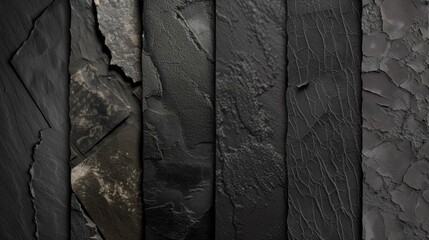 Create an assortment of black paper backgrounds, imbued with the character of rough, AI Generative
