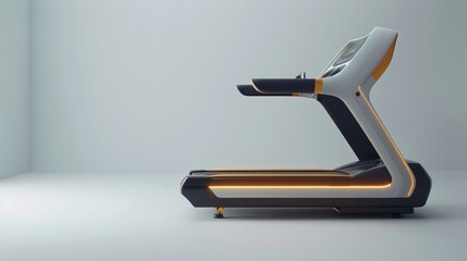 Sports treadmill isolated on a white background, AI-generated to highlight the sleek design and functionality of modern exercise equipment, digital art, AI Generative