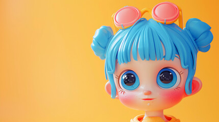 Cute girl avatar in 3D style illustartion, Generative AI