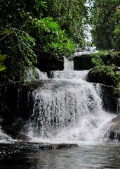 A cascading water fall in Makandawa rainforest, Kithulgala, Sri Lanka.