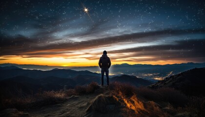 Fototapeta premium Silhouette of photographer with camera and milky way blackground.